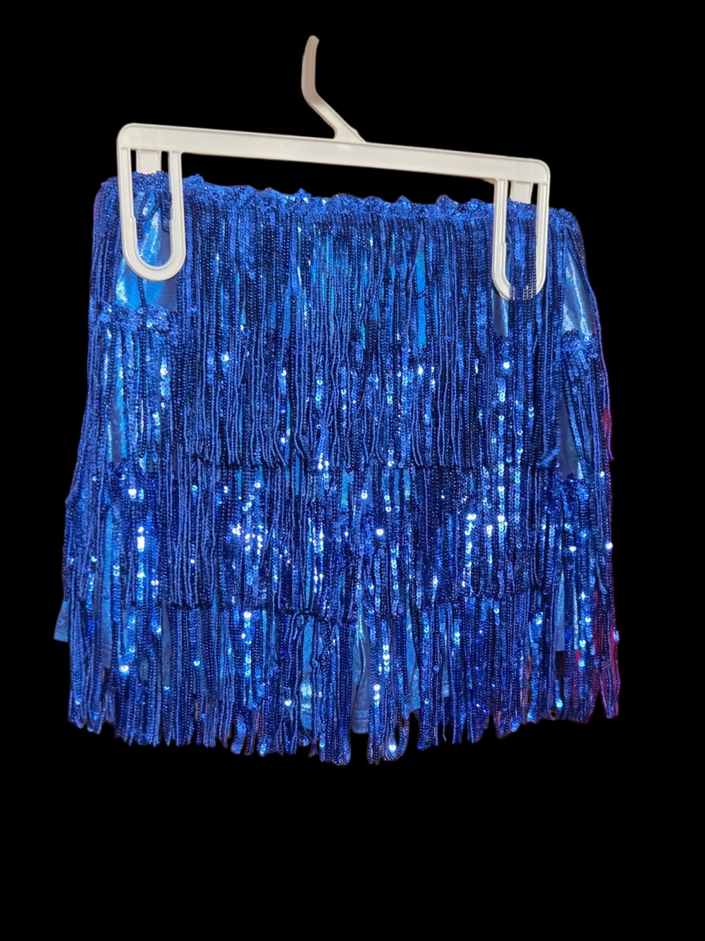 Bear Dance Electric Blue Sequin Fringe Mini Skirt